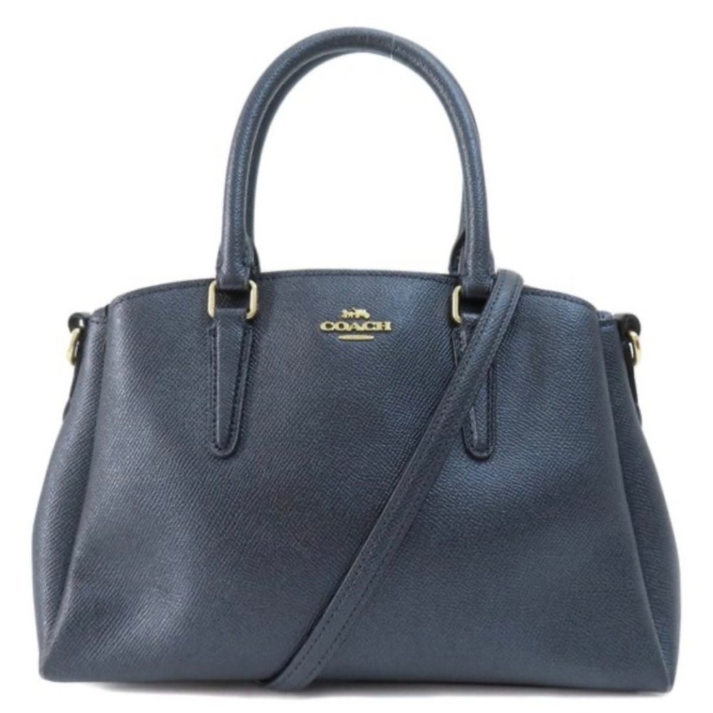 Coach Dark Blue Leather Satchel Handbag